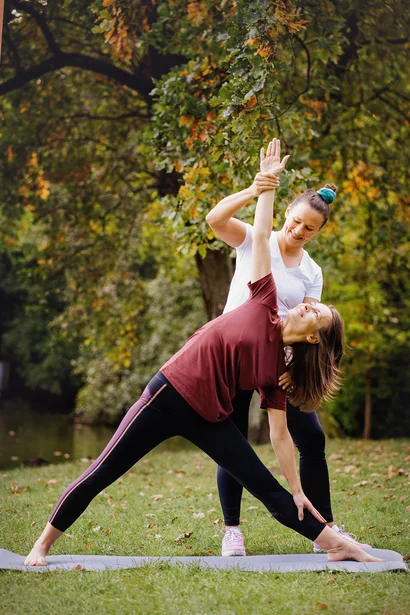 Yoga instructor smiling