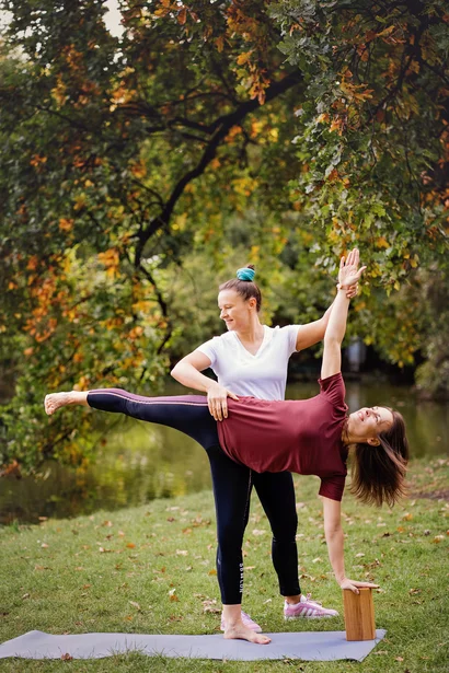 Yoga instructor smiling